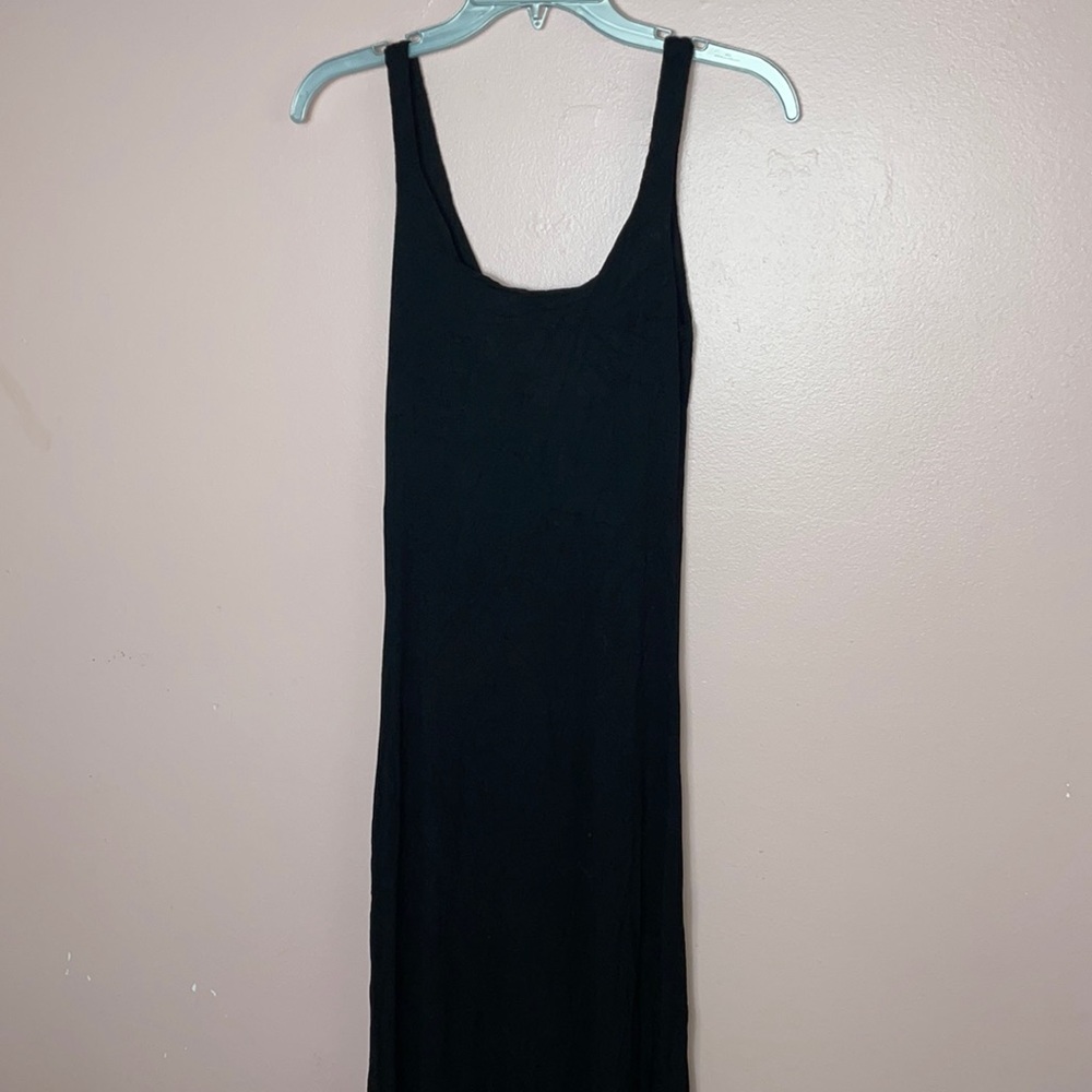 Enza Costa Rib Silk Square Neck A Line Midi Dress